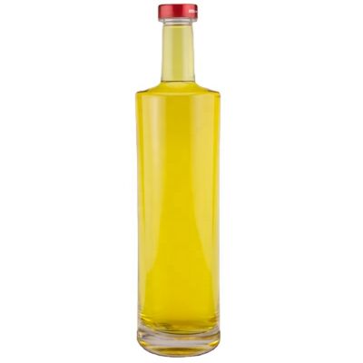 Odm supplier transparent round tequila glass bottle with screw top 750ml