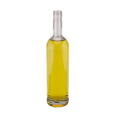 wholesale 750ml cylinder round super flint empty spirit wine glass bottle with screw cap lid 