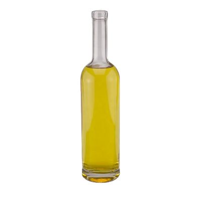 750ml cylinder round transparent super flint gin rum glass bottle with cork stopper closure 