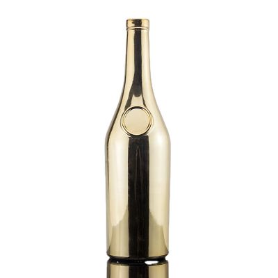 luxurious 750ml cylinder electroplating gold color spirit liquor super flint glass bottle with glass bar top 