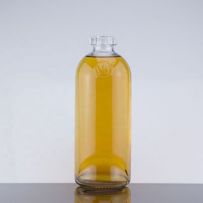 Factory Price Cork Sealed Super Flint Glass Whiske Bottle With Embossed Logo