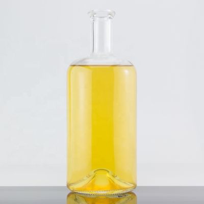 Elegant Cylinder Drop Bottom Decoration Super Flint Glass Bottle 750 Ml Vodka Bottle With Cork Stopper 