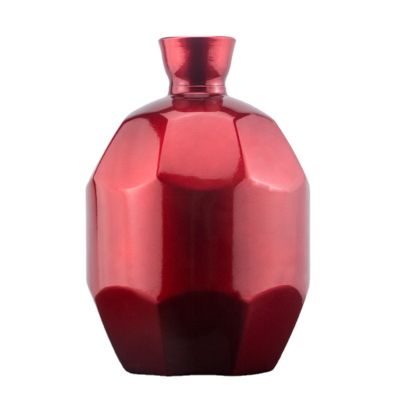 New Design Ball Shape Short Neck Super Flint Glass Bottle 750 Ml Red Paint Liquor Cork Stopper Bottle 