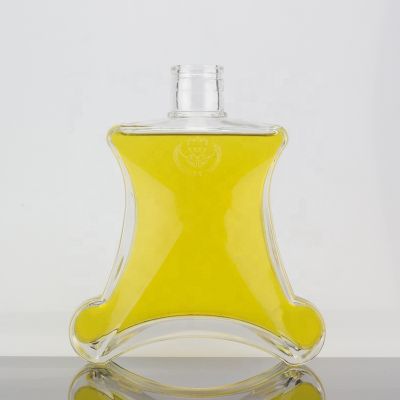 Customized Design Rectangle Engraving Super Flint Glass Bottle 700 Ml Brandy Matte Bottle 