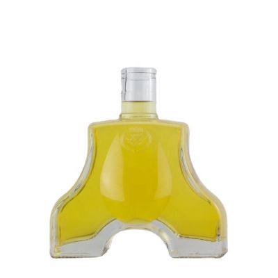 Factory Sell Top Quality Customized Unique Shape Gin Vodka Liquor 750ml Glass Bottles With wooden cork