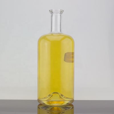 Cork Sealed 750ml Clear Transparent Tequila Glass Bottle Round Shape Bottle