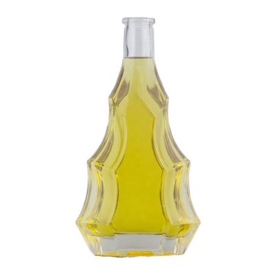 Customized Thick Bottom Engraving Super Flint Glass 500Ml Liquor Spirit Bottle With Cork 