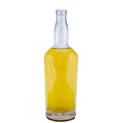 750ml Manufacturer High Capacity Exquisite Embossed Logo Liquor Vodka Whiskey Rum Glass Bottle With Cork Stopper 