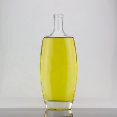 Thick Bottom Luxury Flat Shoulder 750ml Clear Brandy Glass Bottle For Corks 