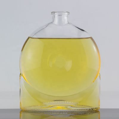 Unique Design Round Shape 750ml Crok End Clear Spirits Liquor Glass Bottle 