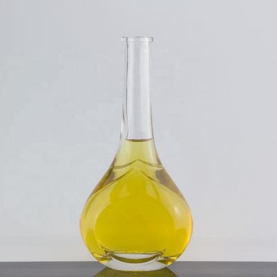 Long Neck Design Elegant Transparent 750ml Glass Wine Bottle Custom Cork End Bottle 