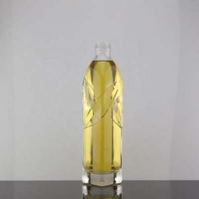 Custom Screw Cap sealed Embossed Design 500ml Beverage Glass Bottle For Water 