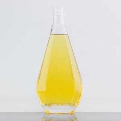 Thick Bottom Drop Shape Super Flint Glass 500 Ml With Decal Spirit Liquor Bottle With Screw Cap