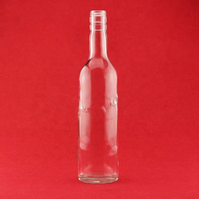 High Flint Glass Bottles With Embossed Logo 500ml Glass Wine Bottles With Ropp Cap Glass Vodka Bottle 