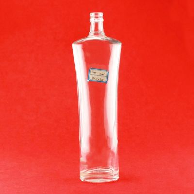 New Design Round Shape Glass Bottle 750ml Wide Top Narrow Bottom Liquor Glass Bottles 