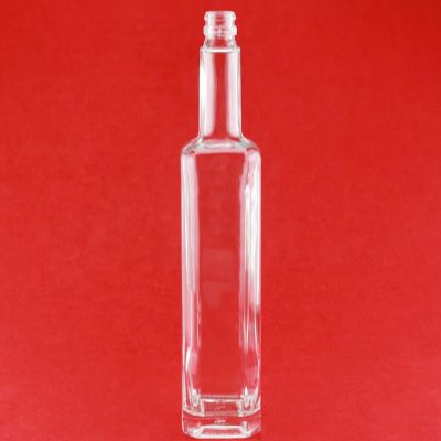 2021 Slender Square Vodka Glass Bottle Long Neck Whiskey Glass Bottle With Plastic Tamper Proof Cap 
