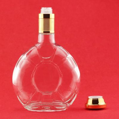 Luxury 750ml Shell Shape Crystal Flint Spirits Whisky Glass 750ml With Golden Cap 