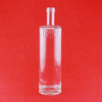 Cylindrical Shape Fine Liquors Vodka Bottle Custom Bottom Engraved Long-neck Liquor/Spirits Bottle 