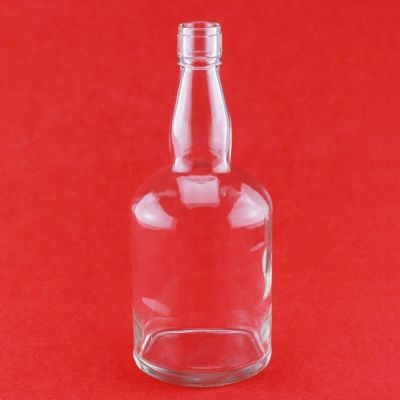 Wholesale 750ML Screen Printing Round Shape High Flint Spirit Glass Bottle With Screw Cap 
