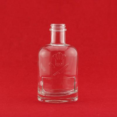 Clear Glass Bottles Plant 500ml Embossed Body Vodkafat Round Bottles Wholesale 
