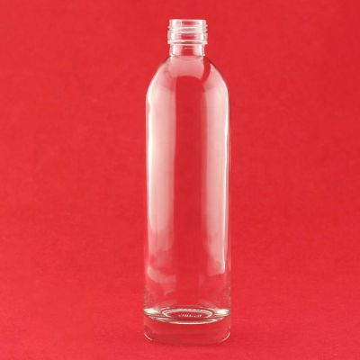 Short Neck Clear Glass Bottle Flint Round Shape Glass Bottle 16 oz Clear Vodka Bottles With Screw Cap