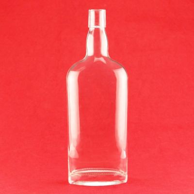 Round Flat Shape Glass Bottle 1.5L Round Shoulder Thick Neck Heavy Bottom Vodka Glass Bottle