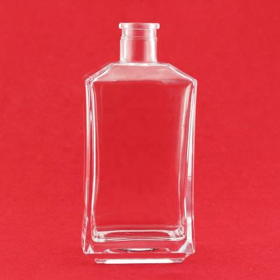 Chinese 500ml Rectangle Bottle Super Flint Glass Rectangle Vodka Bottle Clear Glass Bottles With Cork 