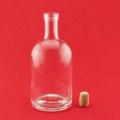 Factory Supplying High Quality Round Liquor Glass Bottle With Cork Stopper 