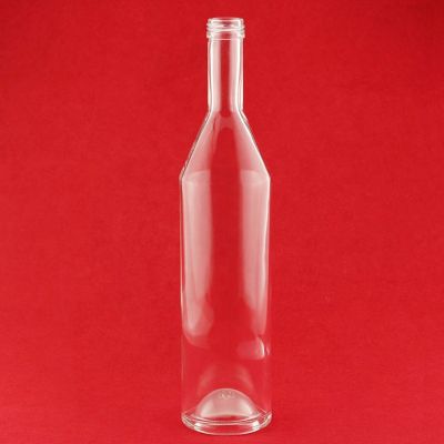 500ml 750ml Clear Glass Water Bottles Tall And Thin Glass Alcohol Bottles Custom Bottom Bulge Design 