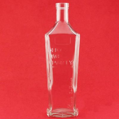 Rectangle Glass Bottle 500ml Clear Square Glass Whiskey Bottle With Screw Cap 