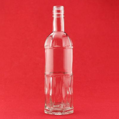 Round Distilled Whiskey Bottle 16 oz Transparent Glass Bottle Empty Vodka Glass Bottle With Ropp Cap 
