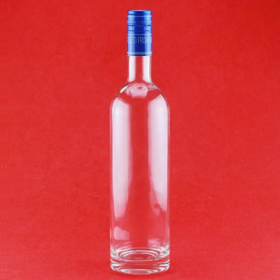 Factory Price Elegant Decal High Quality Custom Logo Spirit Bottle Round Shape 750ml Gin Glass Bottle 
