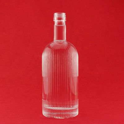 Glass Bottle With Vertical Moulding Round Vodka 500ML Glass Bottle Transparence Windows Vodka Bottle 