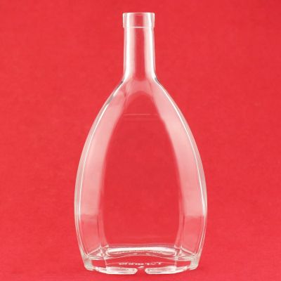 Flat Glass Brandy Bottle Elegant Design Flat Empty Brandy Bottle 