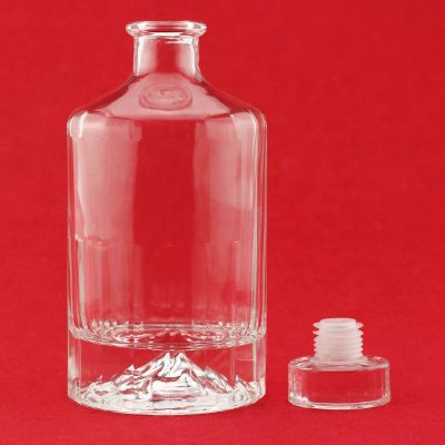 Novel Design Bottom Mountain Shaped Glass Bottle 500ML Transparent Glass Bottle Glass Tequila Bottle 