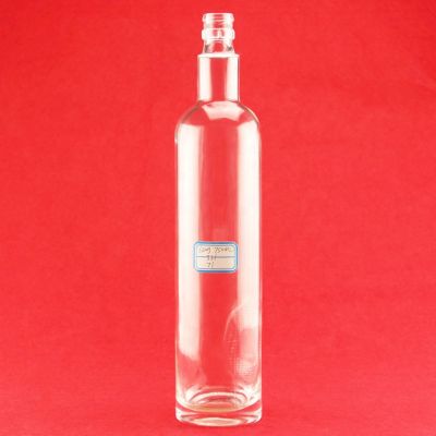Customized Design Round Cylinder Shape 75cl Glass Bottle Tall Thin Short Neck Thick Bottom Tequila Glass Bottle 