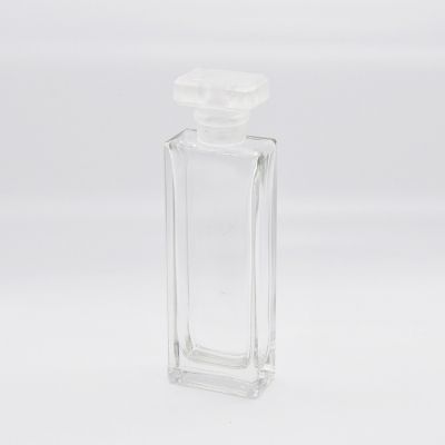 Simple design 50ml rectangular clear transparent glass perfume bottle for sale