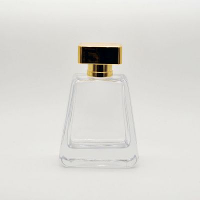 100ml empty high quality OEM customized design transparent glass perfume bottle with gold sprayer 