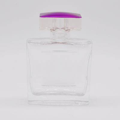 Factory supply rectangle transparent clear OEM glass perfume bottle with pump sprayer 