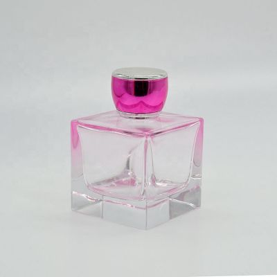 Empty Square OEM Colored Coating Natural Shaped Glass Spray Perfume Bottle With Cap 