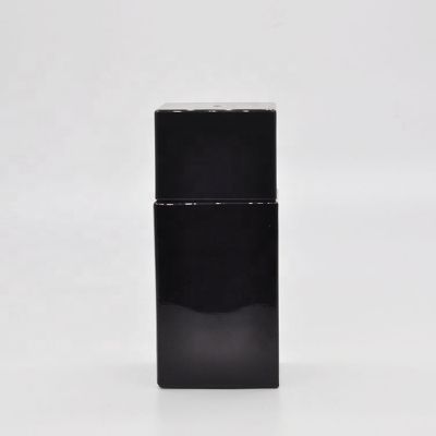 Black Customized New Product High Fashion Design Glass Rectangular Perfume Bottle With Cap Spray Pump 