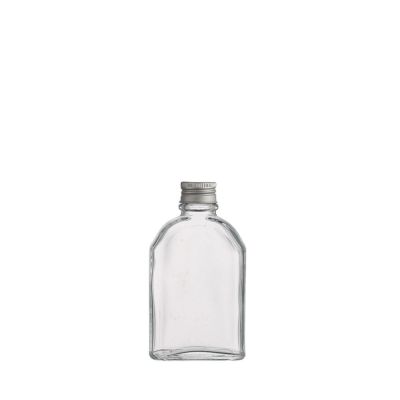 New Fashion 100 ml Flat Clear Glass Hip Flask Tequila AlcoholBottles Liquor With Screw 