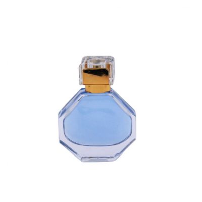 transparent fancy oblate hexagon high quality empty glass perfume bottles 