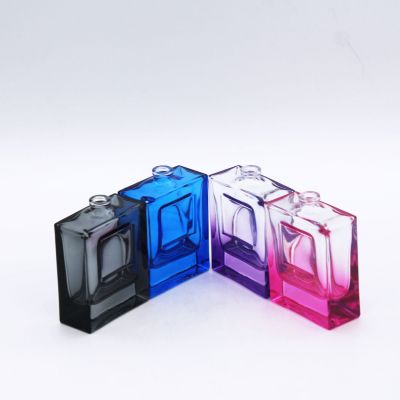 square 100ml colorful gradually varied surface with groove glass perfume bottles 