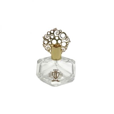 100ml gold zamac cap clear glass luxury perfume bottle 