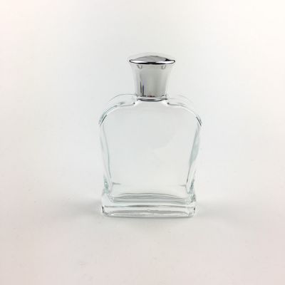 antique glass crimp perfume bottle with UV silver plastic cap for perfume package 