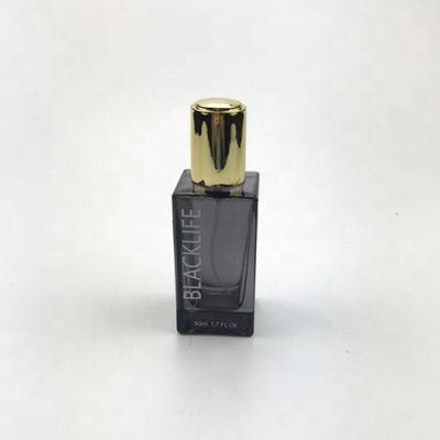 black color square shape perfume glass bottle 50ml
