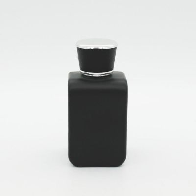 wholesale fancy empty screen printing matte black coating 100ml glass perfume bottle