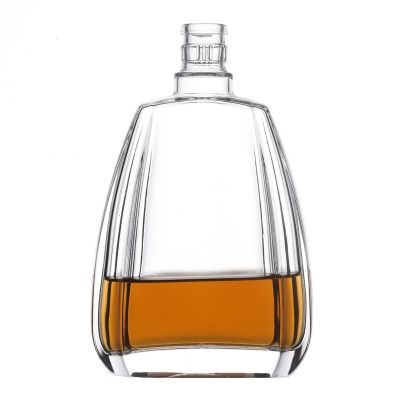 Empty Flint High Quality Clear Square Customize Glass Bottle for Liquor Factory