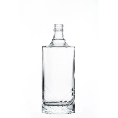 Wholesale High Quality Empty Flat Flint Liquor Glass Customize Wine Bottle 